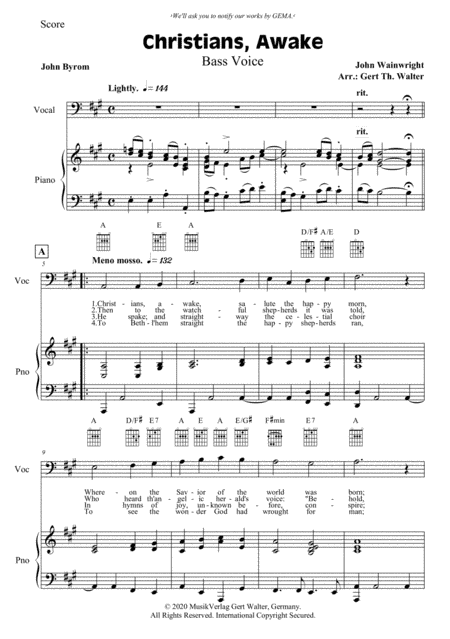 Christians, Awake, Salute The Happy Morn (arr. Gert Th. Walter)