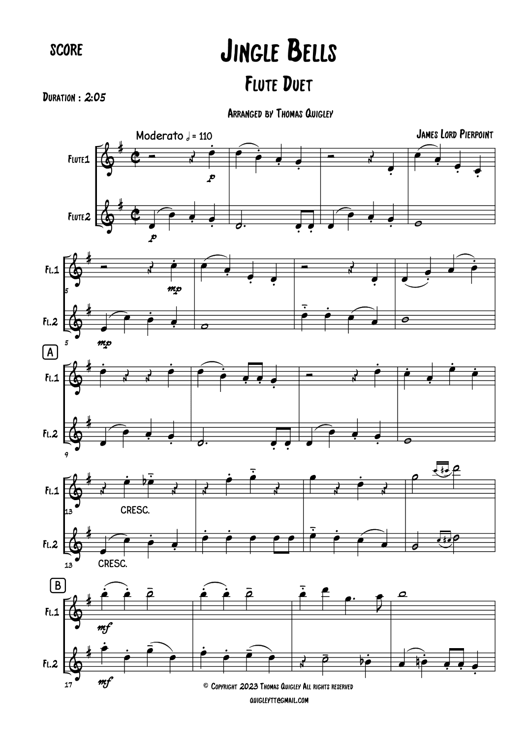 Jingle Bells (arr. Thomas Quigley)