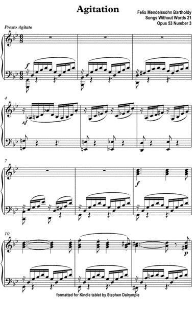 Songs Without Words: Agitation (Classical Music for Tablet Series) (arr. edited by Stephen R Dalrymple (Dalrymple Designs))