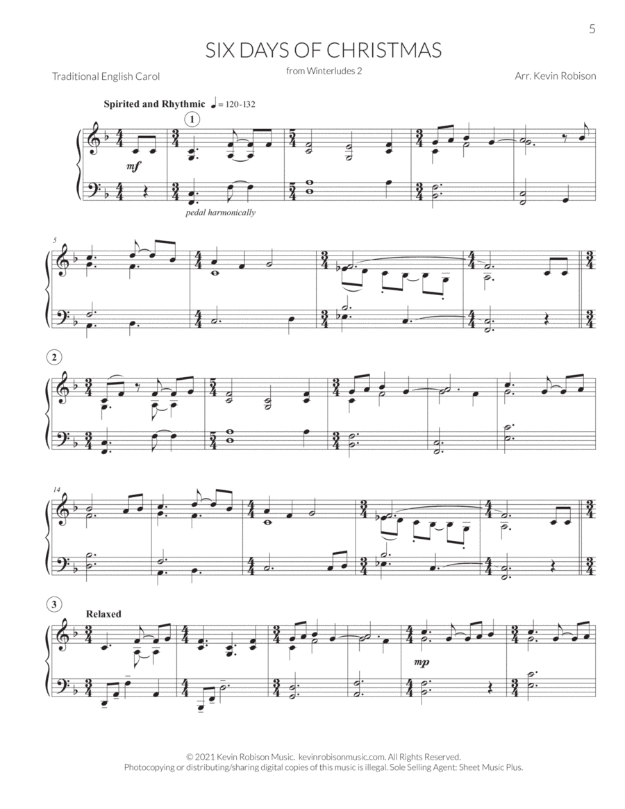 Six Days of Christmas (from Winterludes 2) (arr. Kevin Robison)