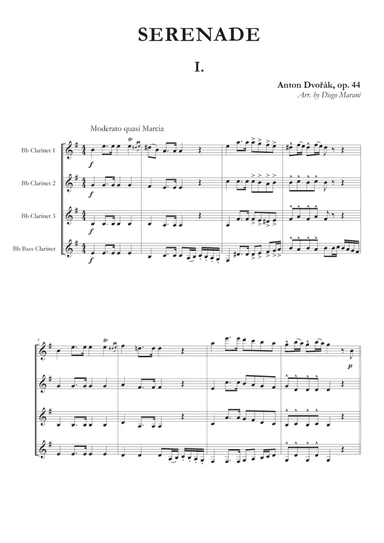 Serenade Op. 44 for Clarinet Quartet - 1st Movement (arr. Diego Marani)