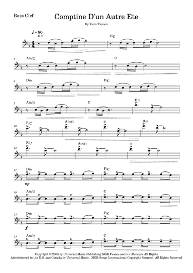 Comptine D'un Autre Été: L'après-midi (arr. Fabio Eduardo de Oliveira)