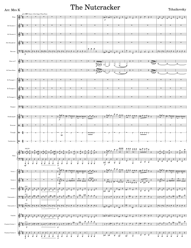 The Nutcracker - Dance of the Sugar Plum Fairy, Waltz of the Flowers & Trepak - Score Only (arr. Mrs K)