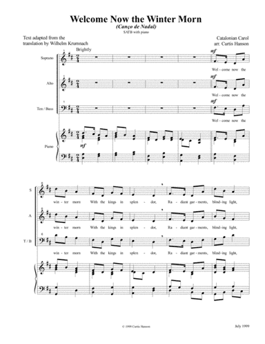 Welcome Now the Winter Morn (SATB) (arr. Curtis Hanson)