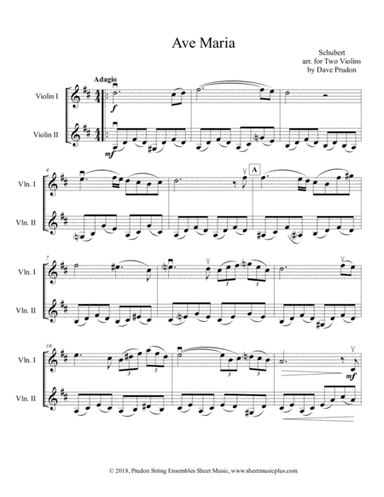 Schubert Ave Maria for Two Violins (arr. Dave Prudon)