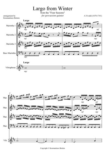 A.Vivaldi Largo from Winter for percussion quintet (arr. Konstantinos Botinis)
