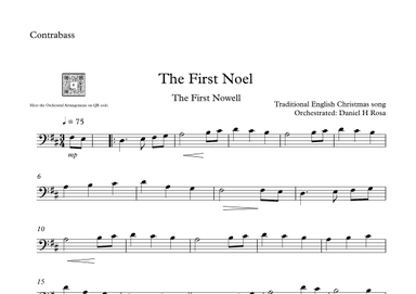 The First Noel - The First Nowell - Easy Christmas Carol - Contrabass (arr. Daniel H Rosa)