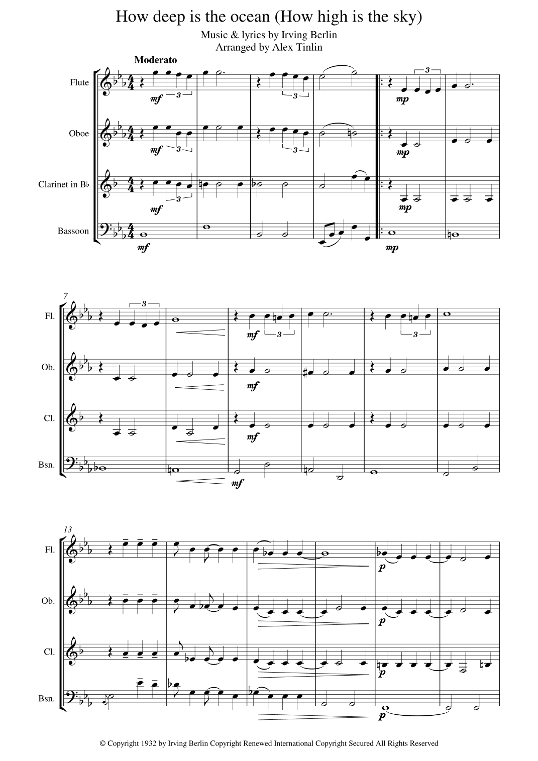 How Deep Is The Ocean (how High Is The Sky) (arr. Alex Tinlin)