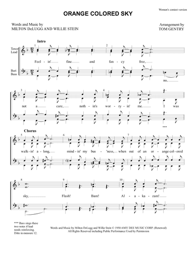 Orange Colored Sky (arr. Tom Gentry)