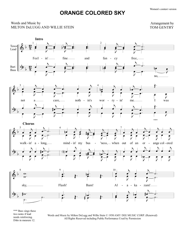 Orange Colored Sky (arr. Tom Gentry)