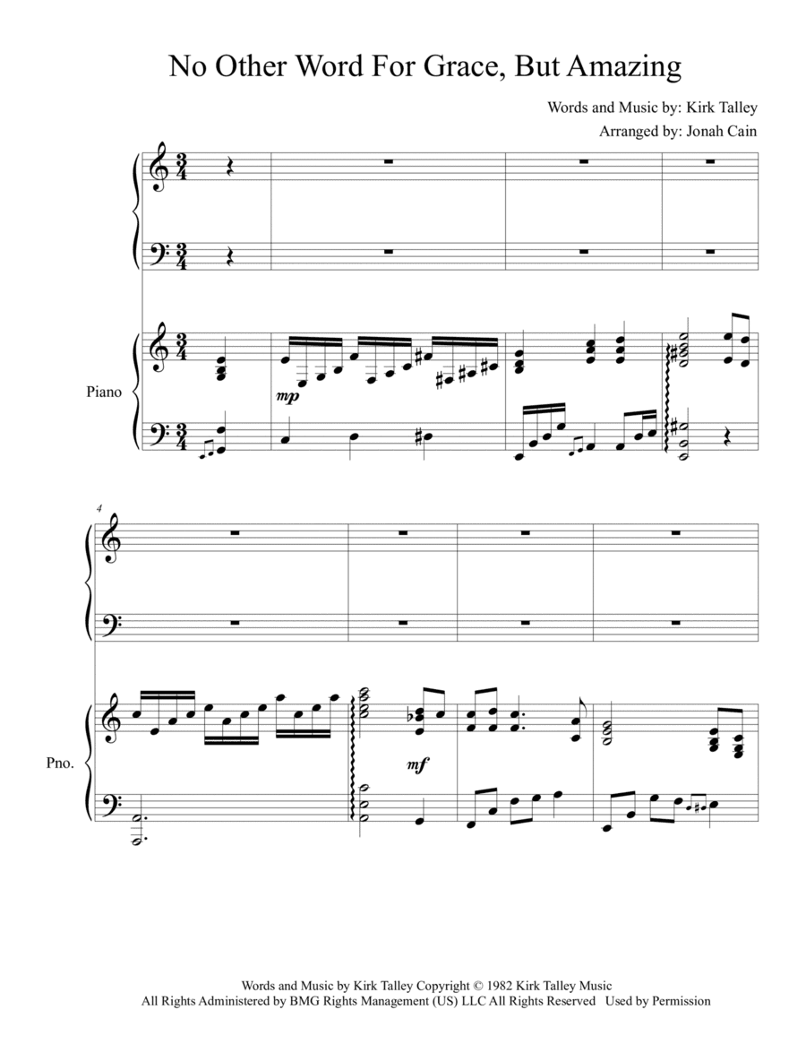 No Other Word For Grace, But Amazing (arr. Jonah Cain)