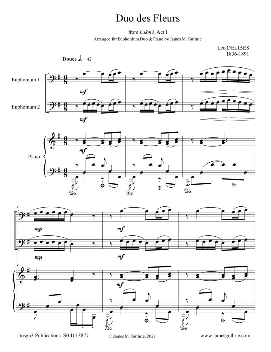 Delibes: Duo des Fleurs for Euphonium Duo & Piano (arr. James M. Guthrie)