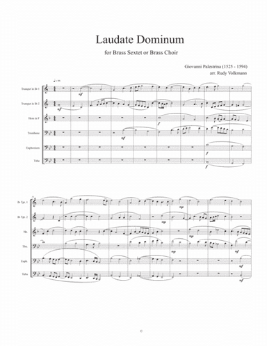 Laudate Dominum Meum - Palestrina - for brass sextet (arr. Rudy Volkmann)