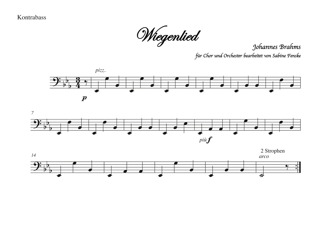 Brahms Wiegenlied/ Lullabye (Guten Abend, gut’ Nacht) (arr. Sabine Fenske)