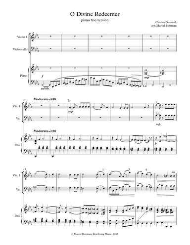 O Divine Redeemer - Piano Trio (arr. Marcel Bowman)