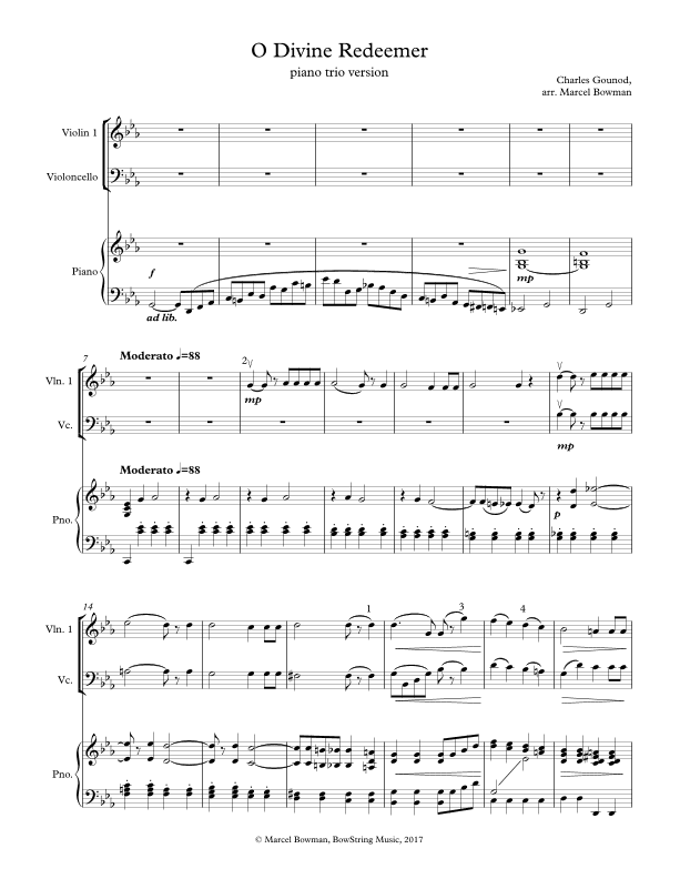 O Divine Redeemer - Piano Trio (arr. Marcel Bowman)