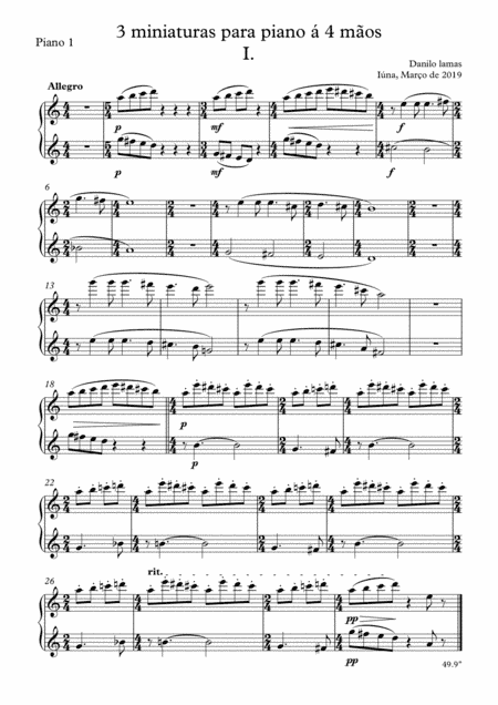 Three miniatures for piano four hands