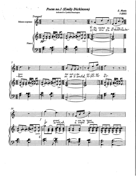Two Poems of Emily Dickinson for mezzo soprano and piano