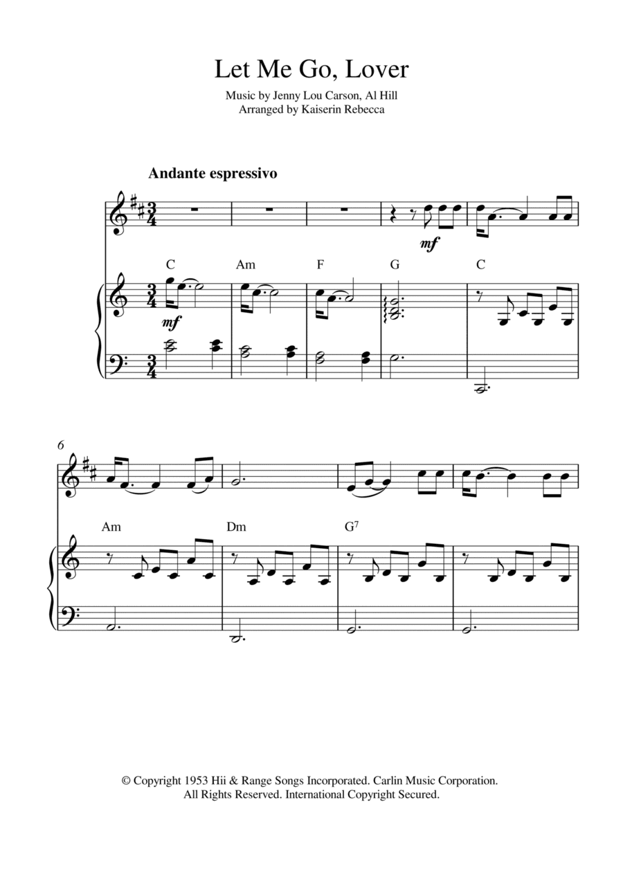 Let Me Go, Lover! (arr. Kaiserin Rebecca)