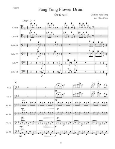Feng Yung Flower Drum (鳳陽花鼓) for 6 celli (arr. Olive Chen)