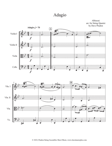 Albinoni Adagio for String Quartet (arr. Dave Prudon)