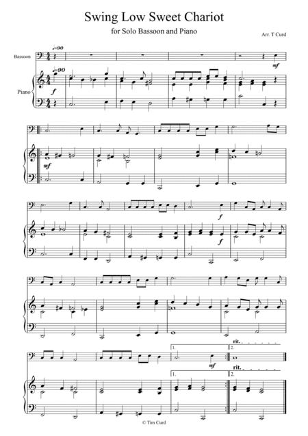 Swing Low Sweet Chariot for Solo Bassoon and Piano (arr. Tim Curd)