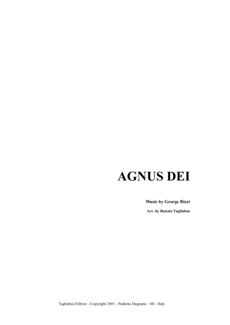 AGNUS DEI - G. Bizet - Arr. for Organ 3 staff (arr. Renato Tagliabue)