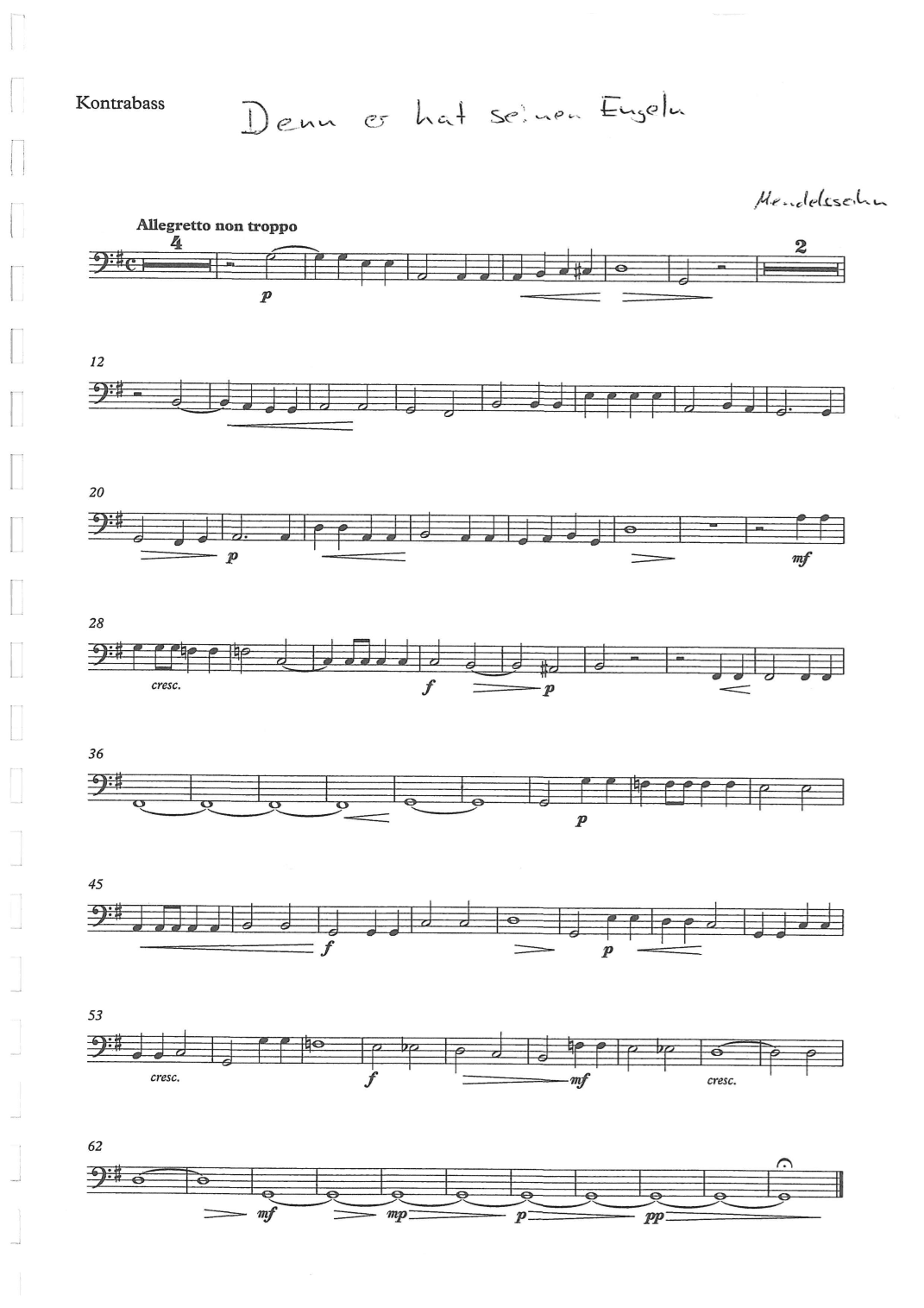 Denn er hat seinen Engeln befohlen über mir (arr. Johannes Christ)