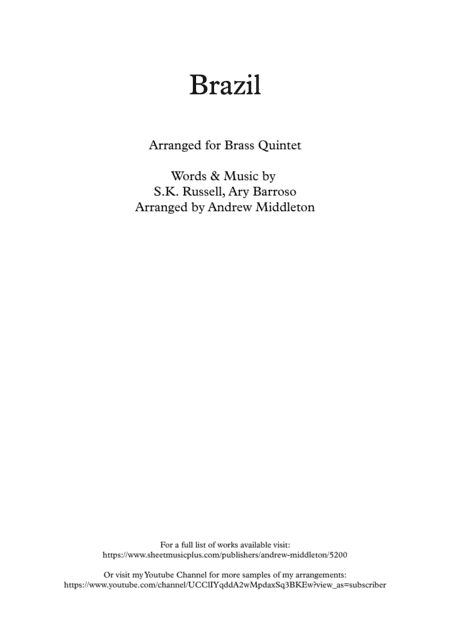 Aquarela Brasileira (aquarela Do Brasil) (brasil) (arr. Andrew Middleton)