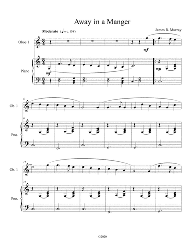 Away in a Manger (oboe solo) with optional piano accompaniment (arr. B C Dockery)
