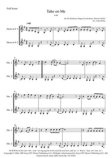 Take On Me (arr. Fabio Britto)