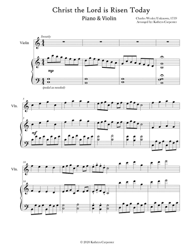 Christ the Lord is Risen Today (Advanced Piano & Violin) (arr. Kathryn Carpenter)