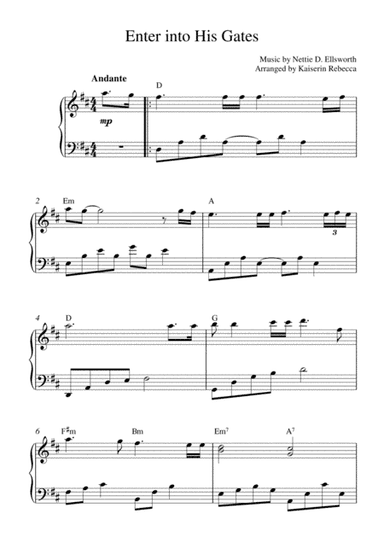 Enter into His Gates (arr. Kaiserin Rebecca)
