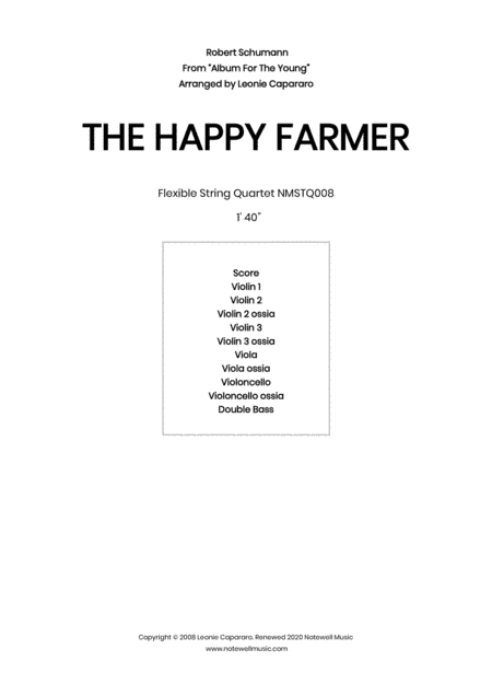 The Happy Farmer (Flexible string quartet/ensemble) (arr. Leonie Capararo)