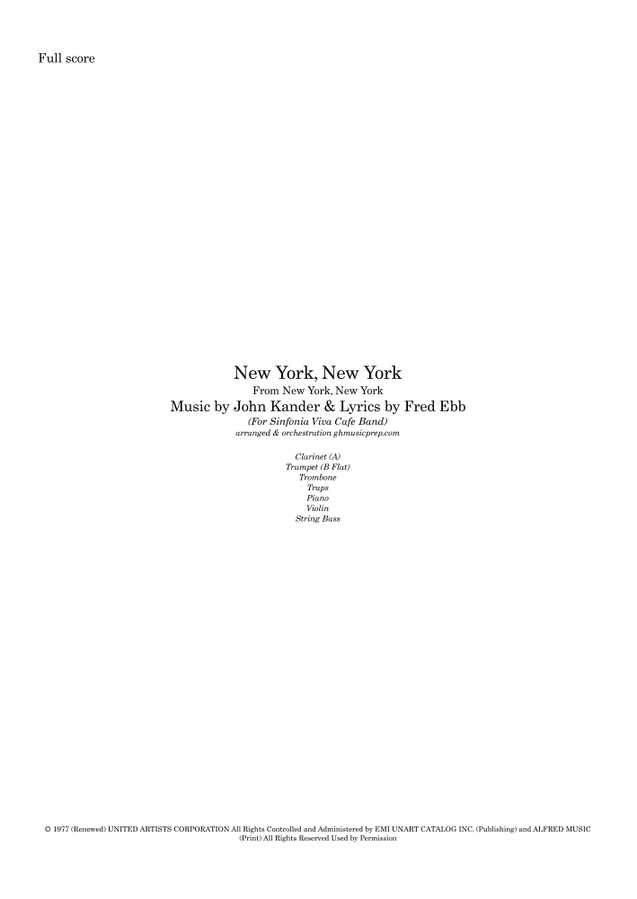 Theme From "new York, New York" (arr. Graham Hall (ghmusicprep.com))