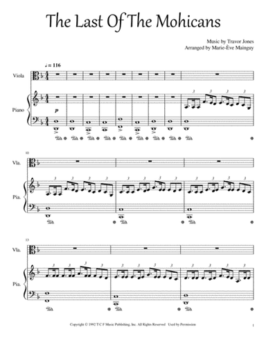 Last Of The Mohicans (main Theme) (arr. Marie-Ève Mainguy)