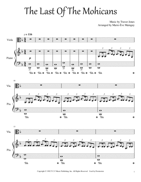 Last Of The Mohicans (main Theme) (arr. Marie-Ève Mainguy)