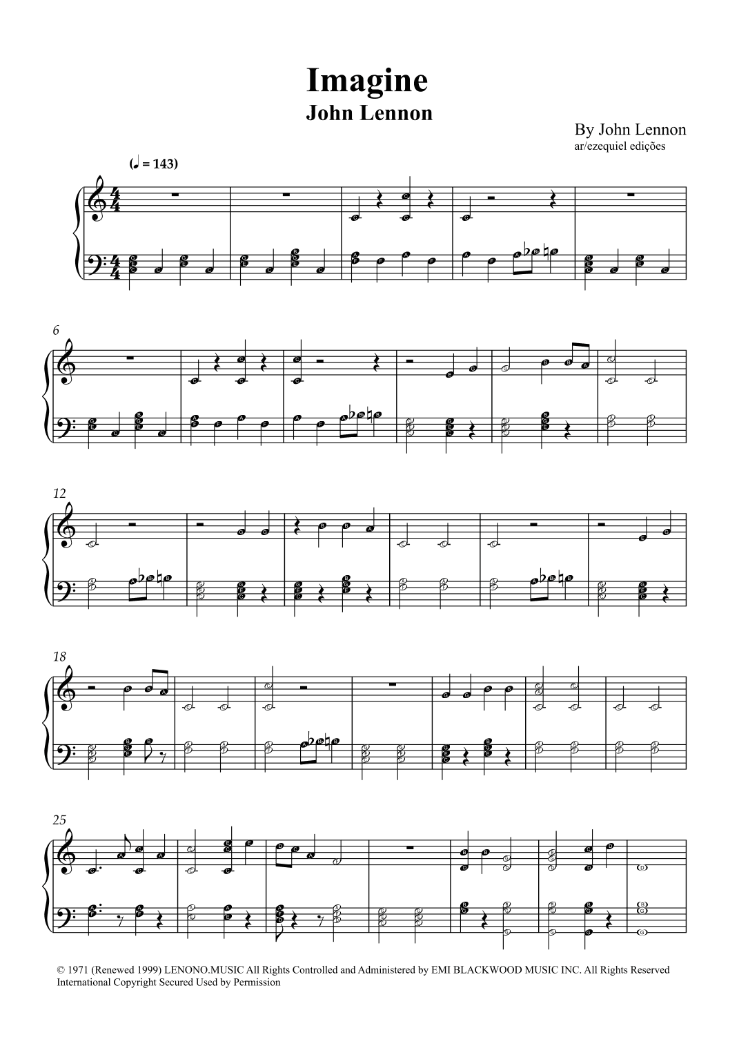 Imagine (arr. BY EZEQUIEL EDIÇÕES)
