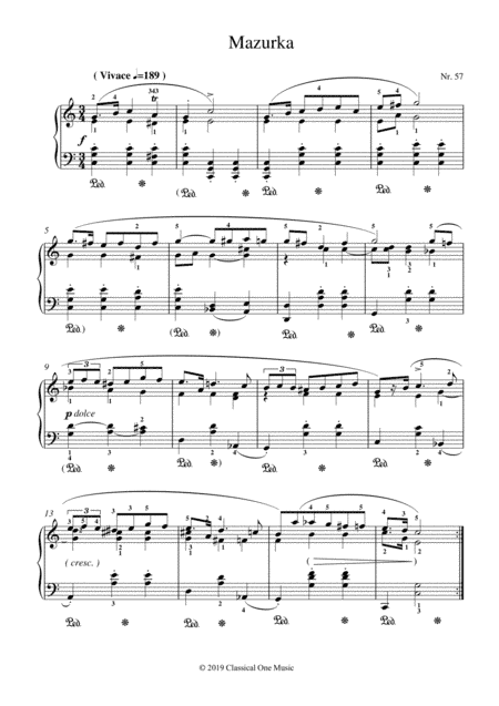 Chopin - Mazurka o.O. No.57 for piano solo (arr. MPS)