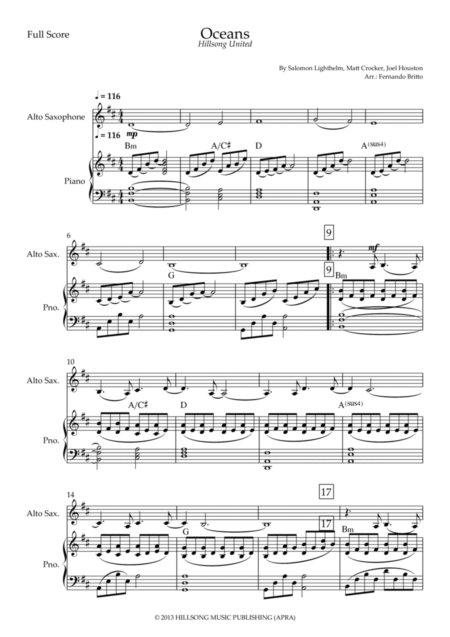 Oceans (where Feet May Fail) (arr. Fernando Britto)