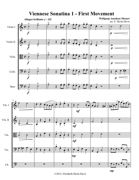 Mozart Sonatina in C Major, movement 1 (arr. Elizabeth Skola Davis)