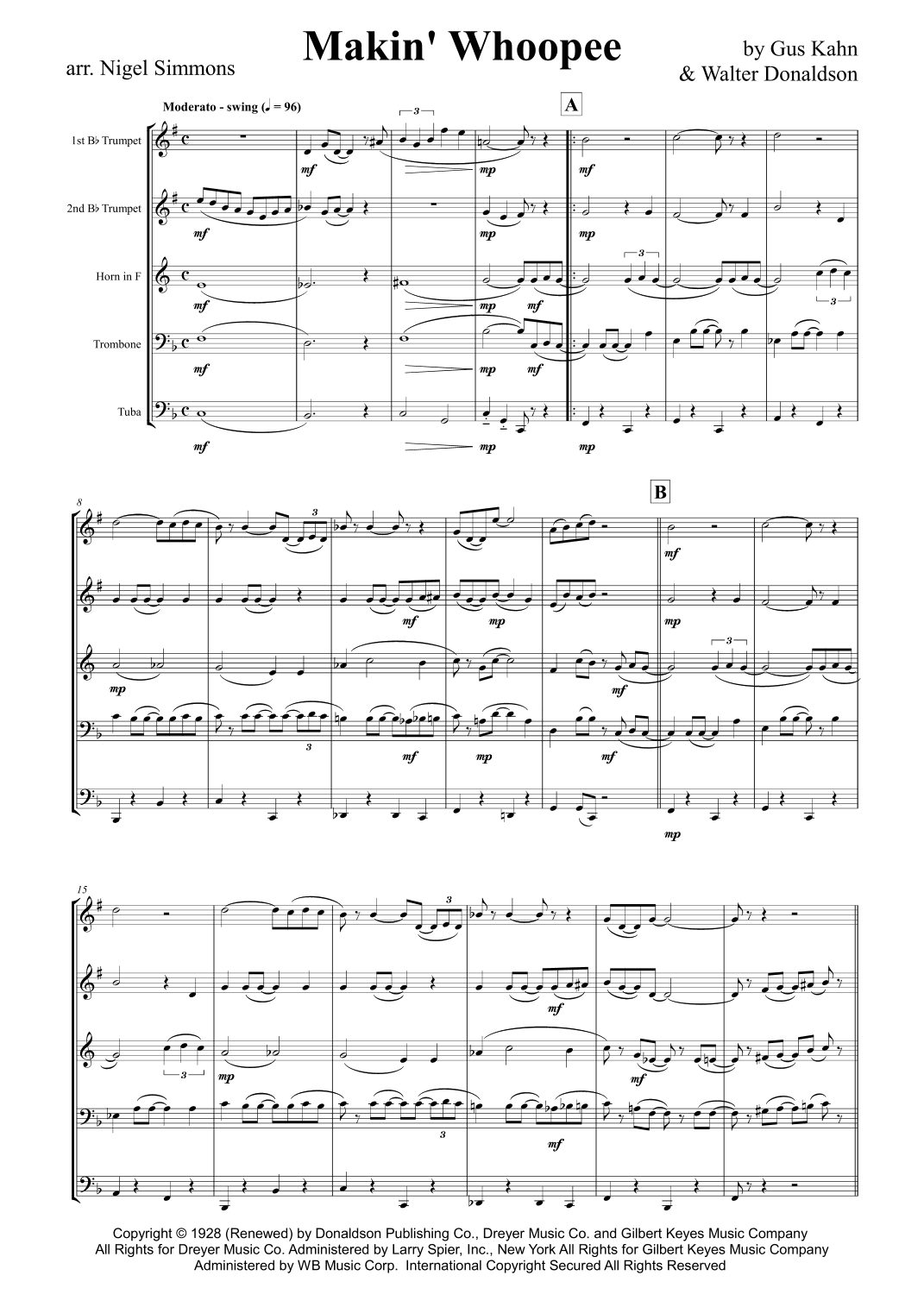 Makin' Whoopee! (arr. Nigel Simmons)