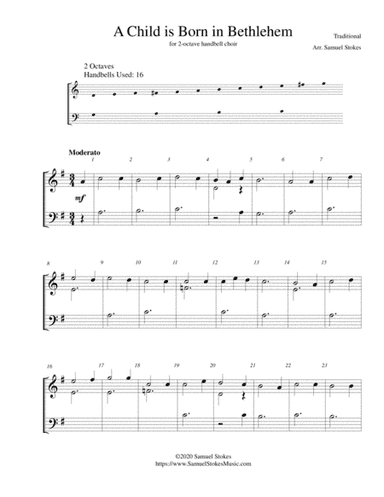 A Child is Born in Bethlehem (Puer Natus in Bethlehem) - for 2-octave handbell choir (arr. Samuel Stokes)