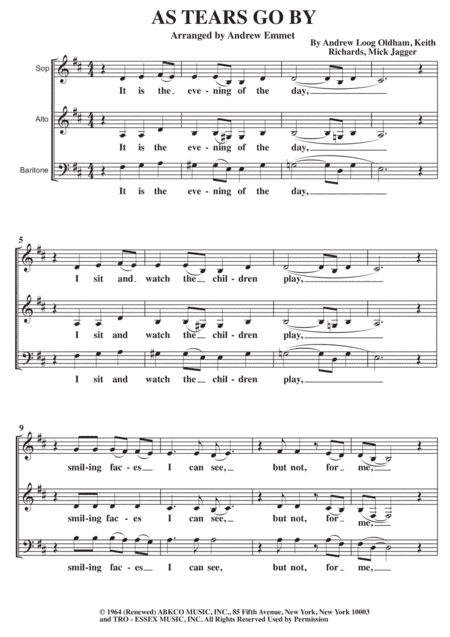 As Tears Go By (arr. Andrew Emmet)