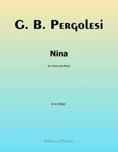 Nina, by Pergolesi, in e minor (arr. Editions Dao)