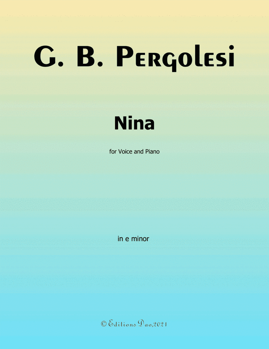 Nina, by Pergolesi, in e minor (arr. Editions Dao)