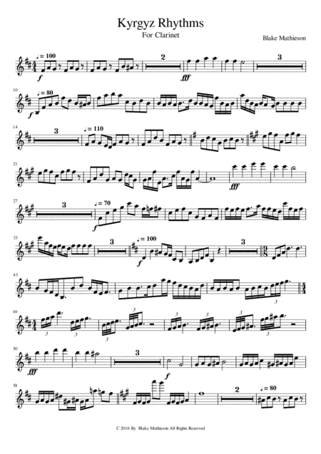 Kyrgyz Rhythms for B flat Clarinet