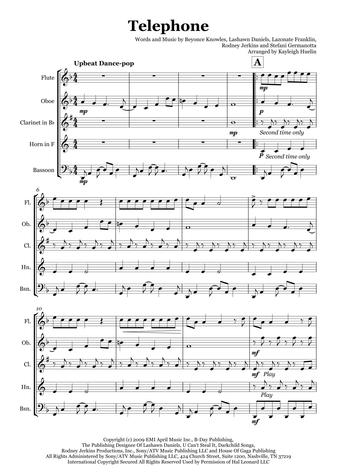 Telephone (feat. Beyonce) (arr. Kayleigh Huelin)