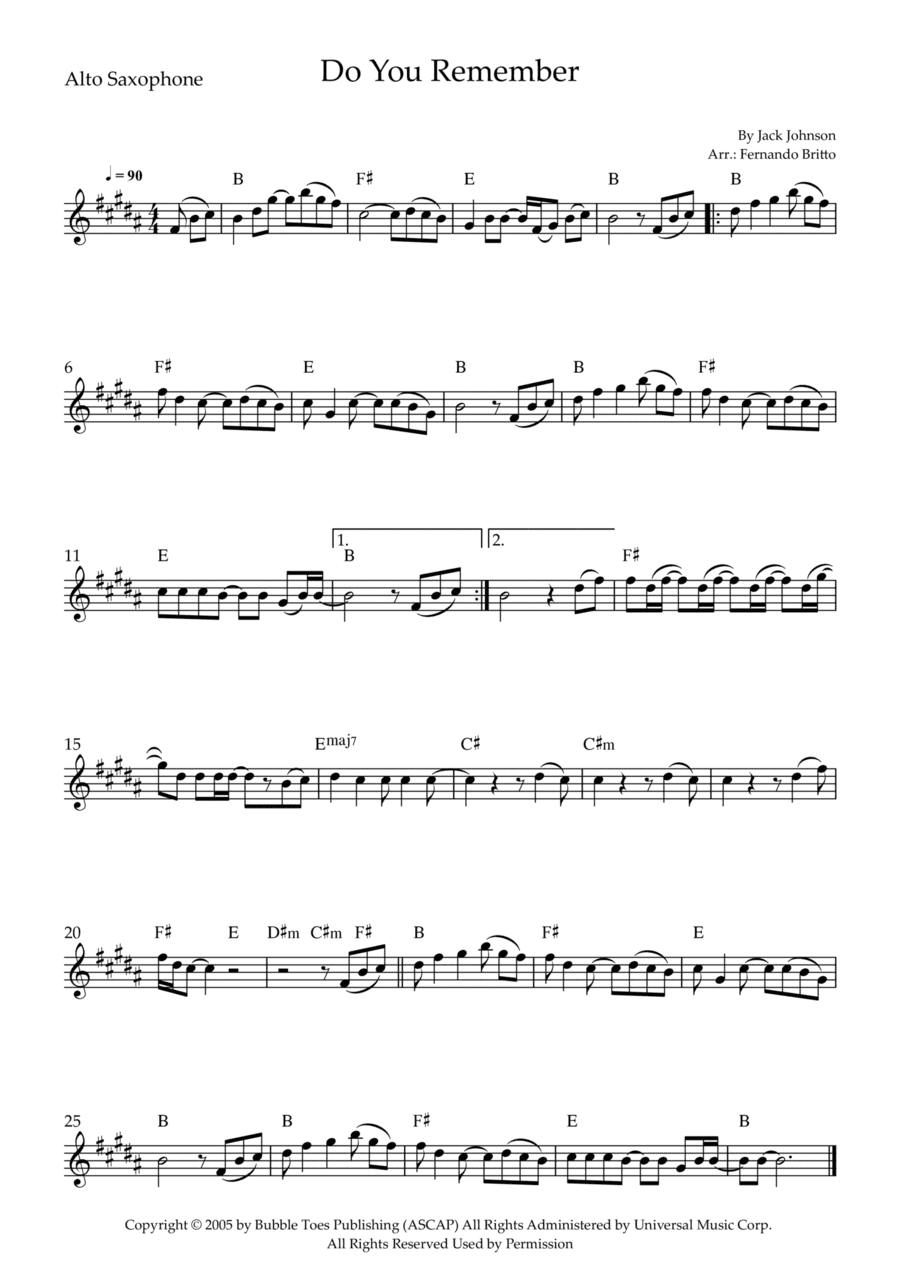 Do You Remember (arr. Fernando Britto)