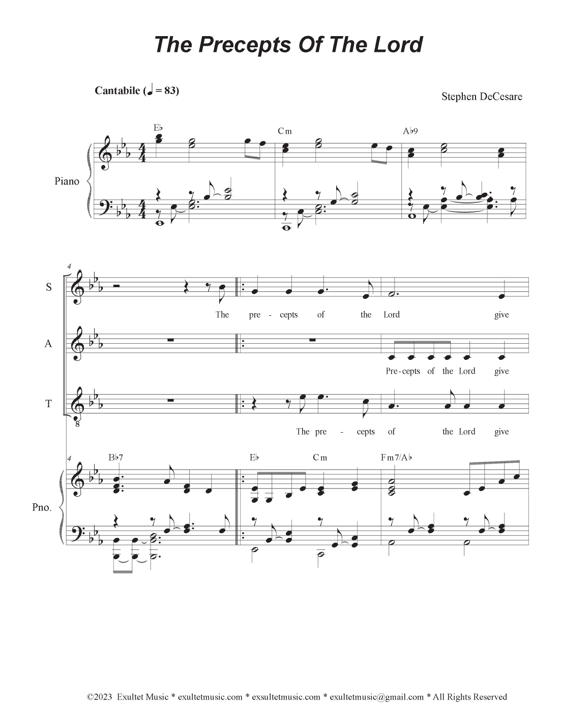 The Precepts Of The Lord (SATB)
